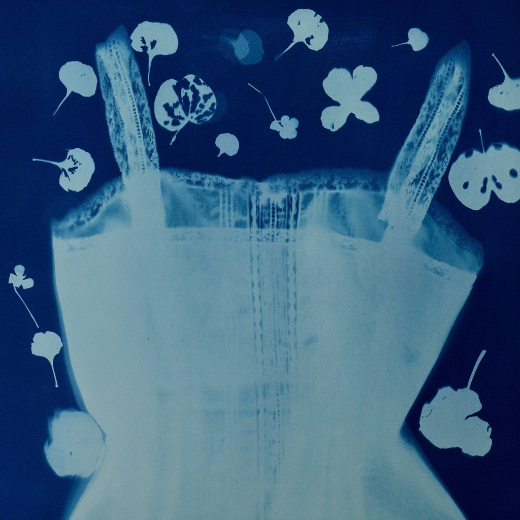 Cyanotype of a camisole with flowers