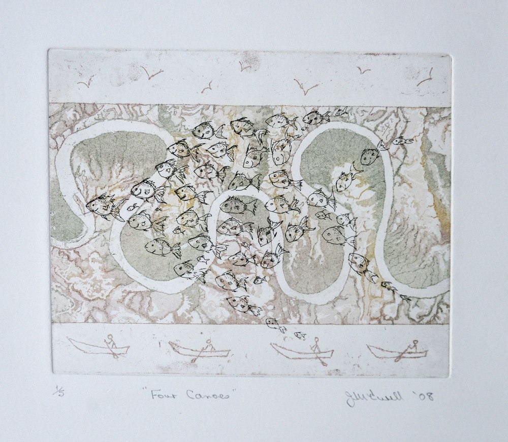 Four Canoes multiplate etching