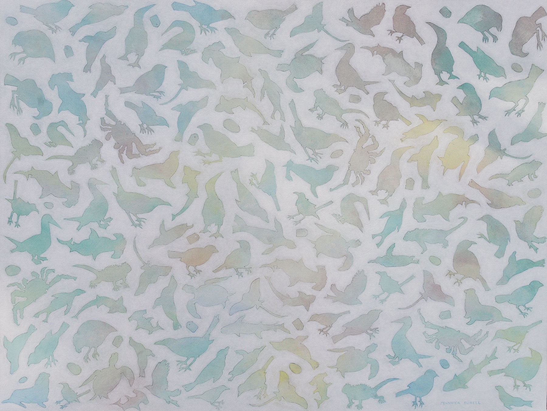 Painting of a collection of Galapagos animals